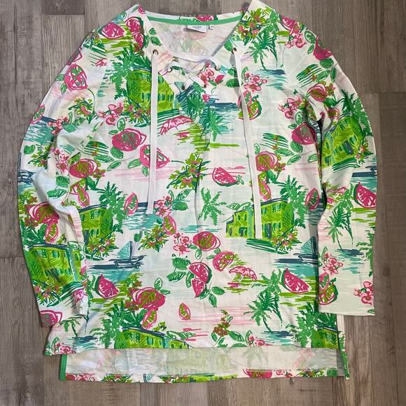 Crown & Ivy Beach long sleeve swim suit coverup in Beach Blossoms size Med - Picture 6 of 14